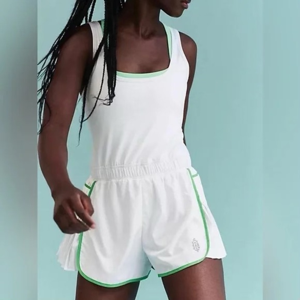 Free people movement Easy tiger shortsie. White tennis dress with green trim